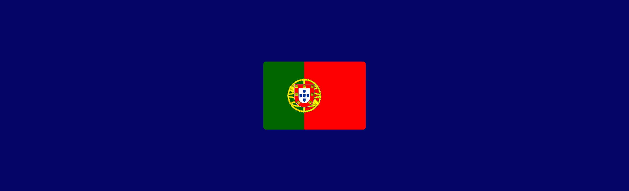 Flag of Portugal on blue background